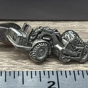 Twin-Engine Scraper Earthmover Tie Clip, Mercury