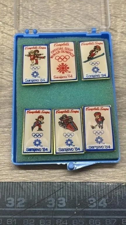 1984 Campbells Soup Olympic Pins. *DC