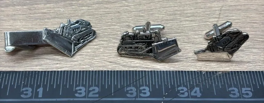 Bulldozer Cufflinks & Tie Pin. *DC