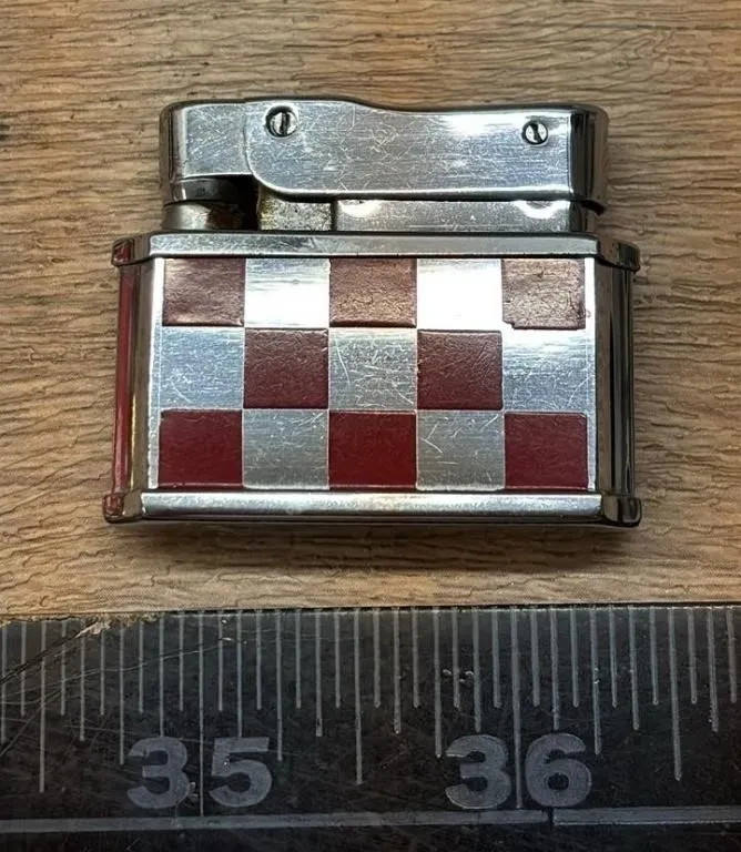 Fisher Double Case Checkered Lighter. *DC