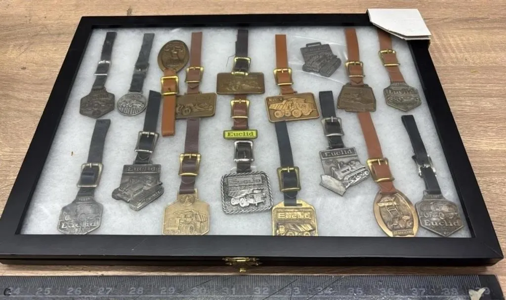 Display Case of Euclid Pocket Watch Fobs 16”x12”.