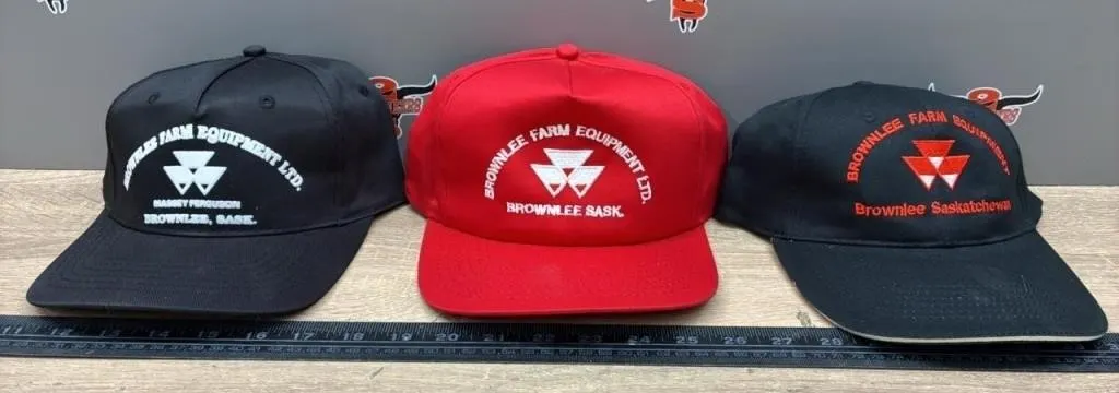 3 Unused Brownlee Farm Equipment Caps.