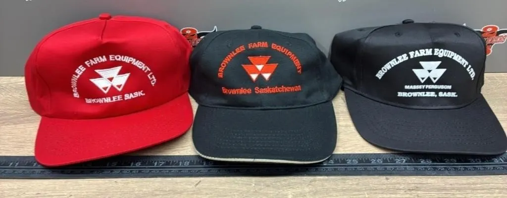 3 Unused Brownlee Farm Equipment Caps.