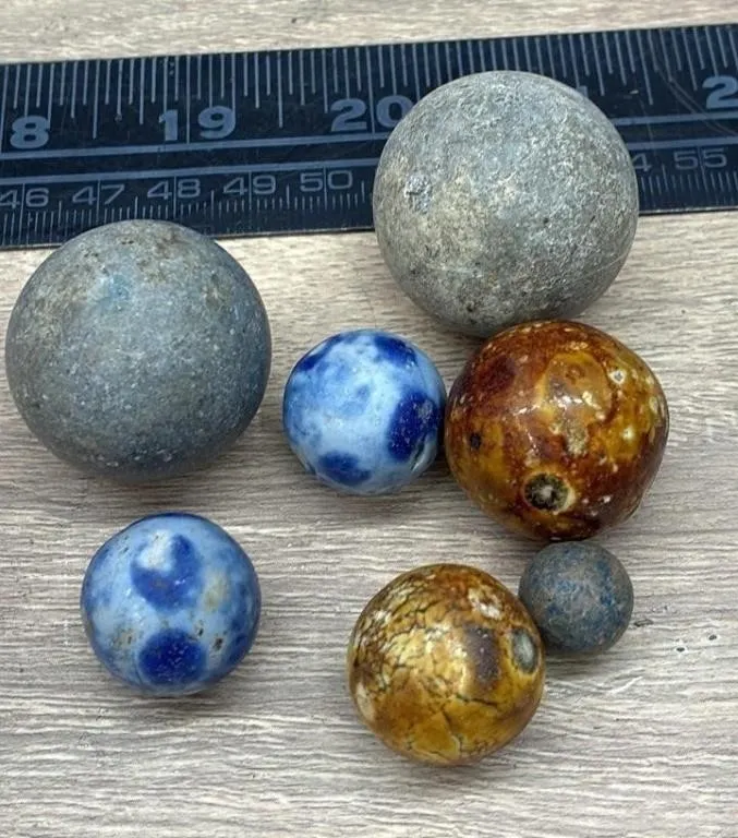 Vintage Glazed & Clay Marbles. *SC