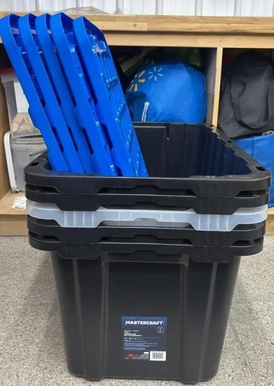 5 Master Craft 29”x20”x16” Heavy Duty Totes. Like