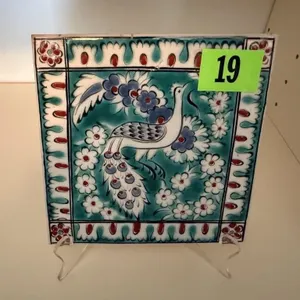 Hand painted Ikarus Pottery tile
