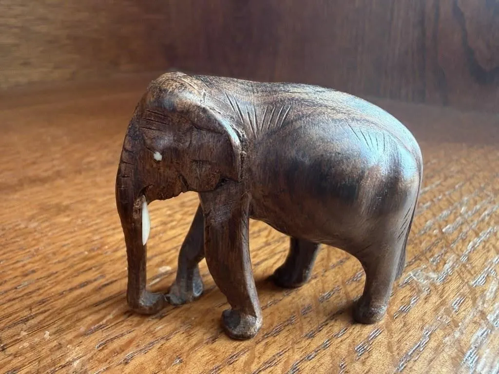 Wooden miniature elephant sculpture