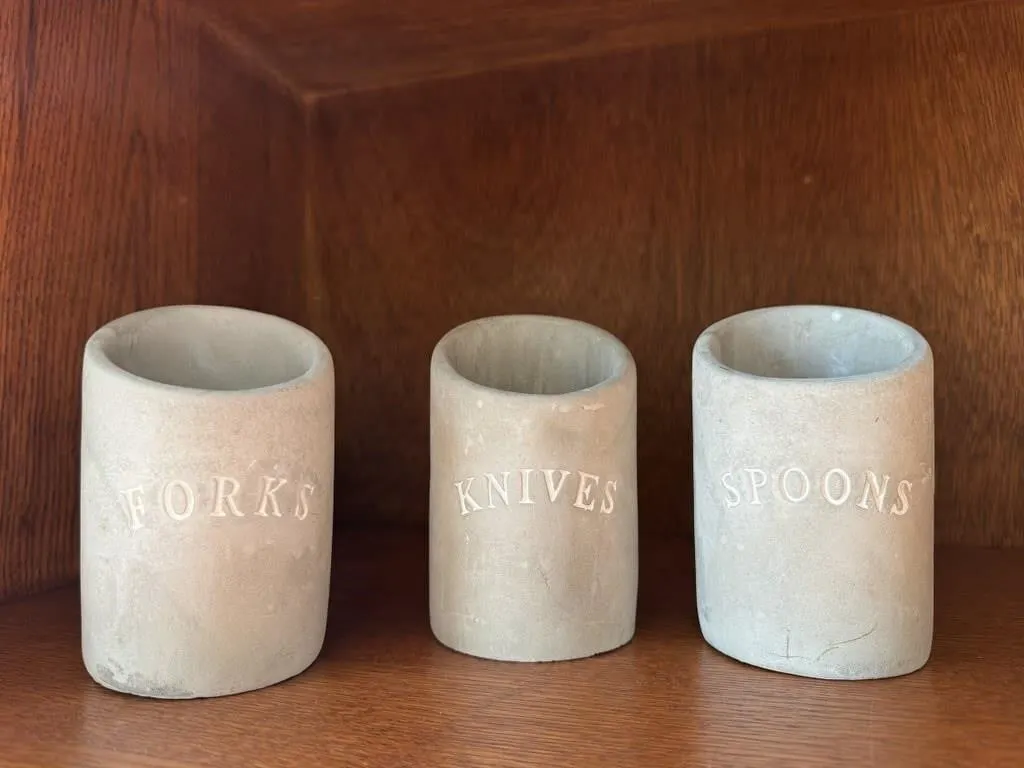 Pottery utensil crocks (3)