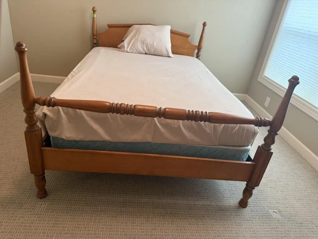 Full size bed, mattress, springs, frame,