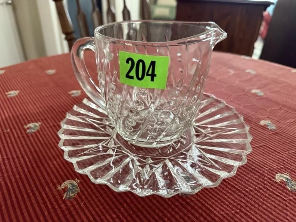 Glass fruit plate, pitcher