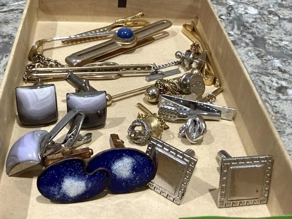 Cuff links, tie tacks, clips