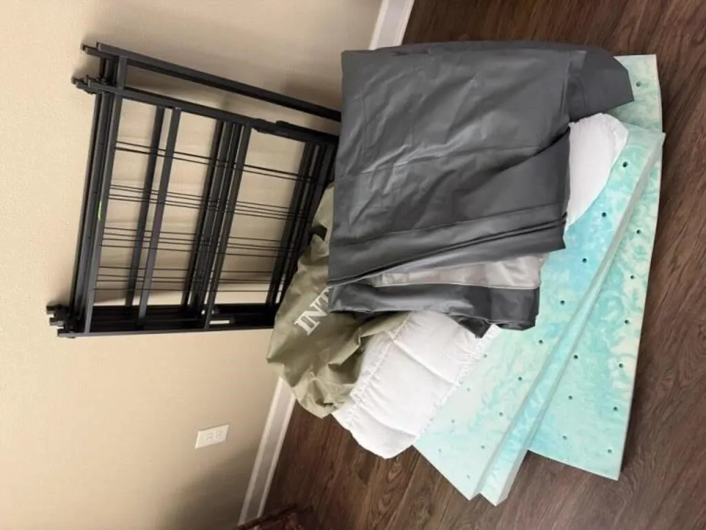 Portable full size bed, air mattress, foam pad,