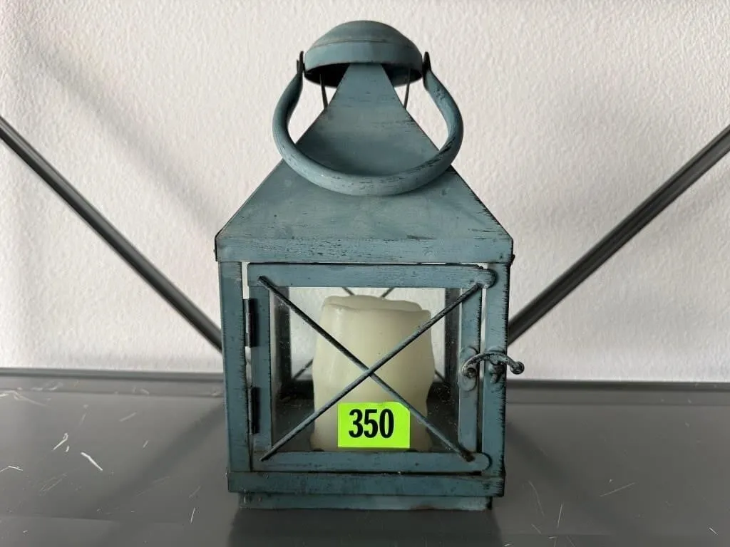 Teal metal lantern