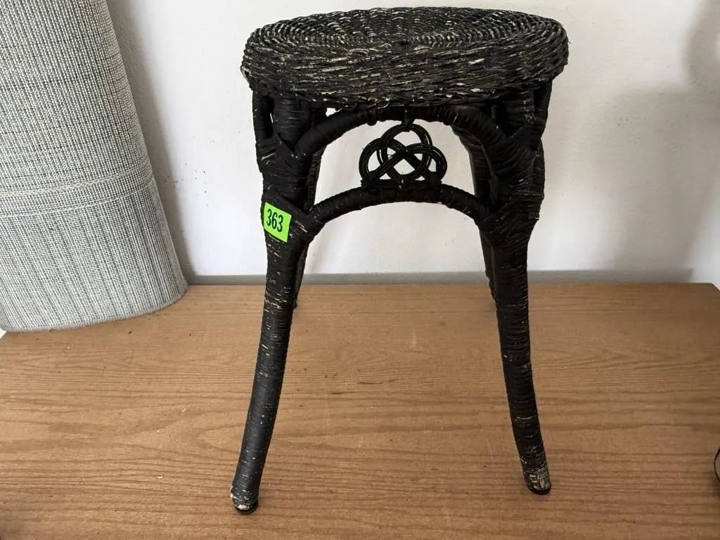Black wicker stool