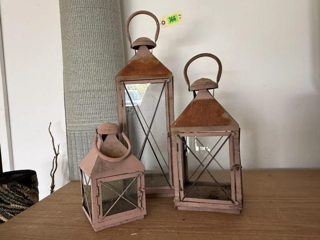 Metal lanterns, 3 piece set