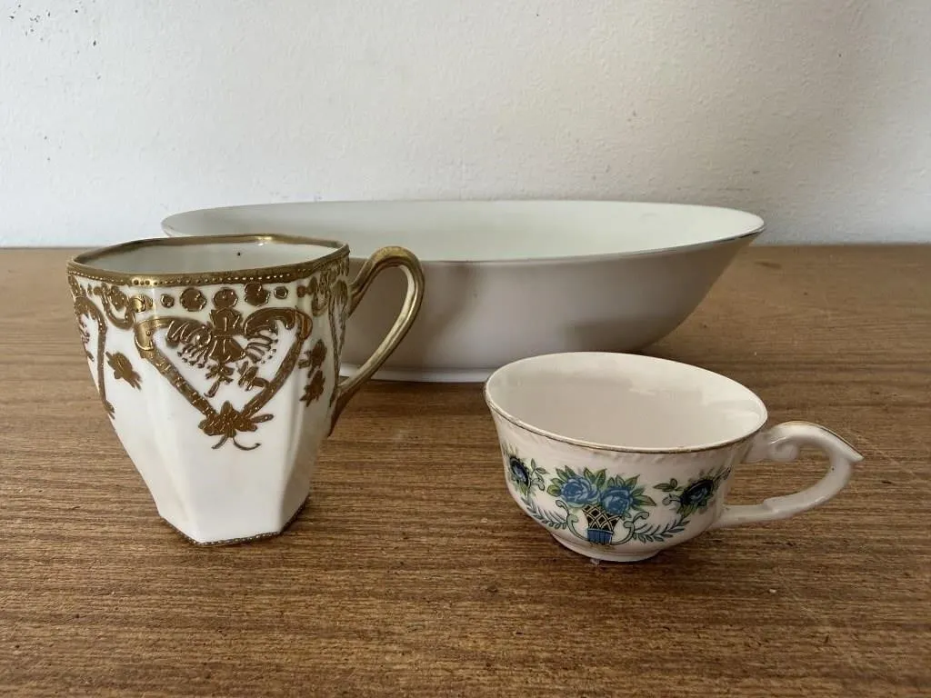 China dish, hand painted Nippon cup, china cup