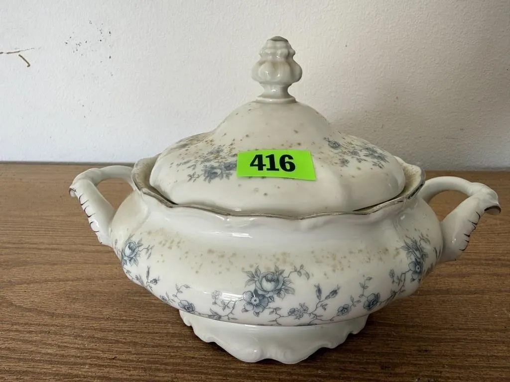 Johann Haviland blue garland china chafing dish