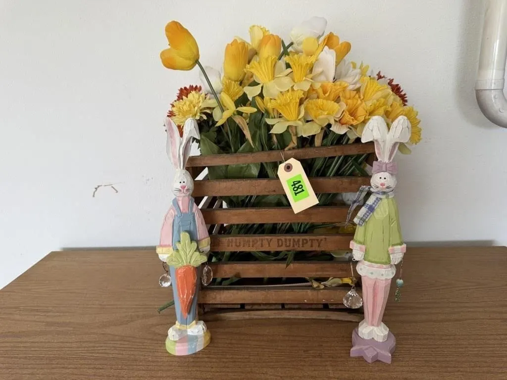 Egg crate, florals, Easter bunnies (2)