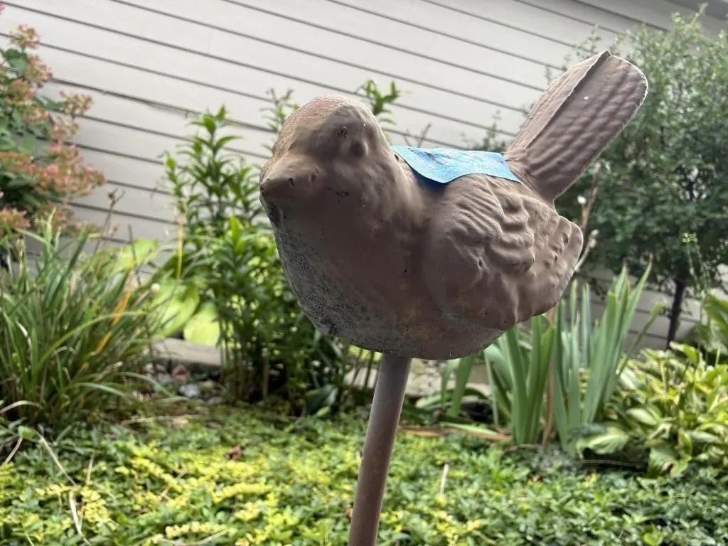 Cast iron bird garden stake