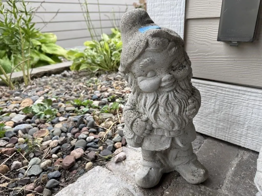 Concrete garden gnome