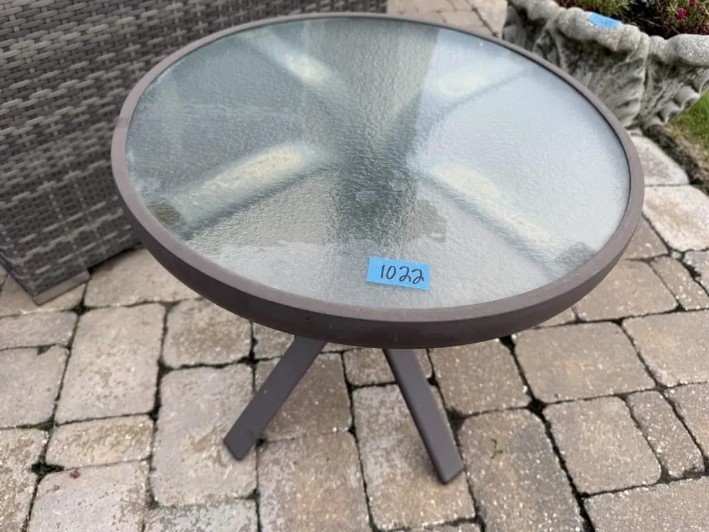 Glass top patio side table
