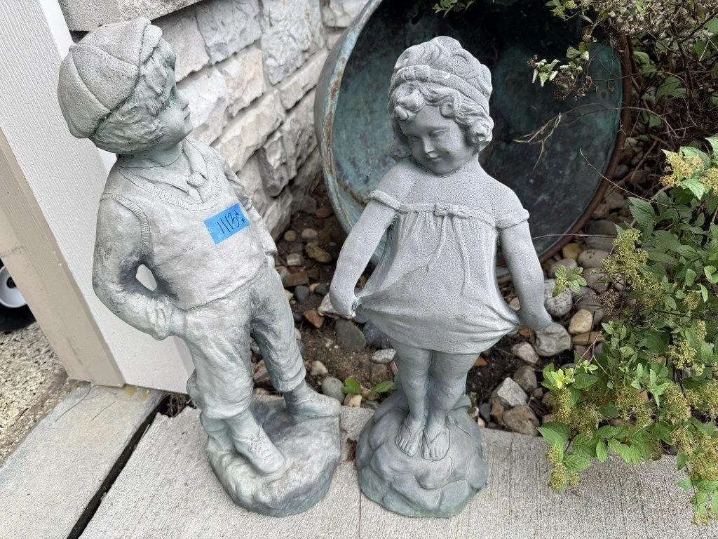 Lightweight boy & girl garden statues (2)