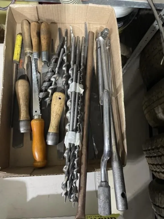 Various Files, Hand Wood Drill Bits, Saw,