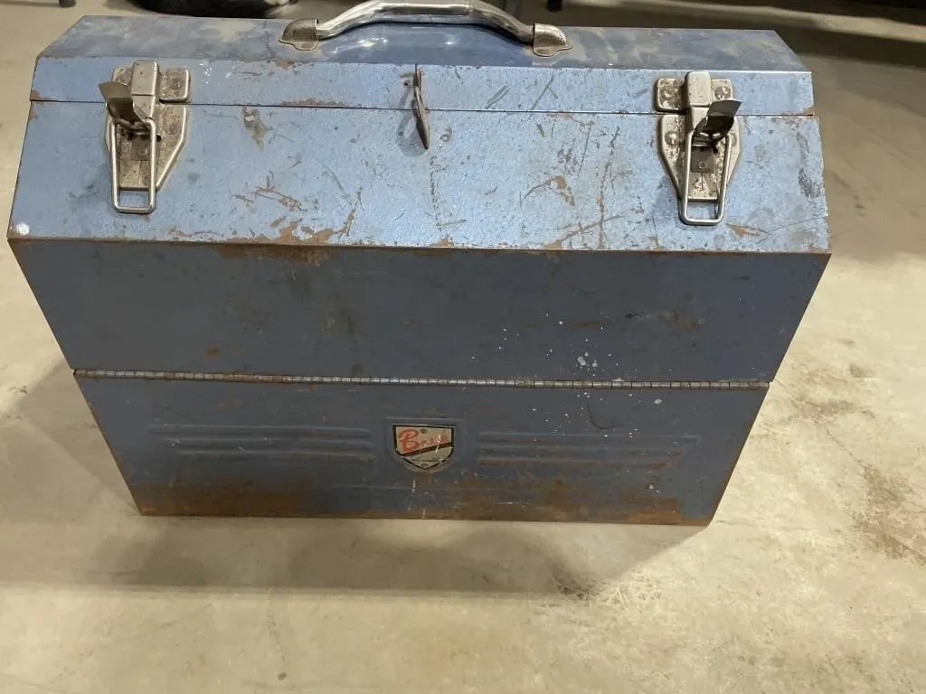 Blue Beach Tool Box Filled W/ Misc. Brass