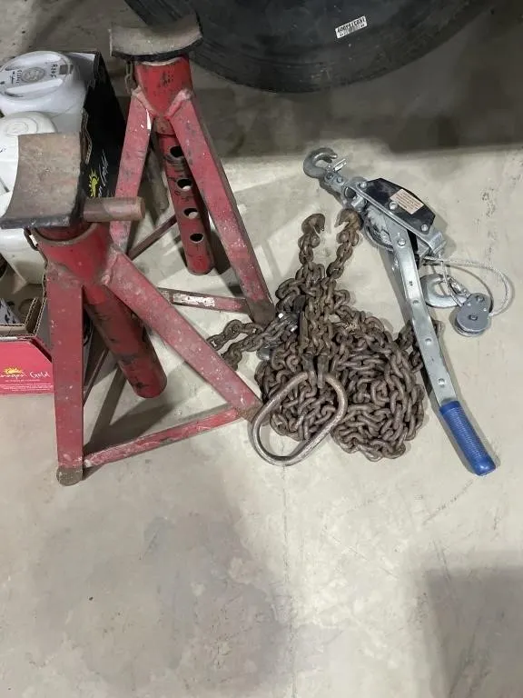2 Jack Stands, Come Along, & Chain