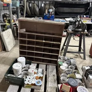 Metal Bolt Bin & Bolts on Pallet