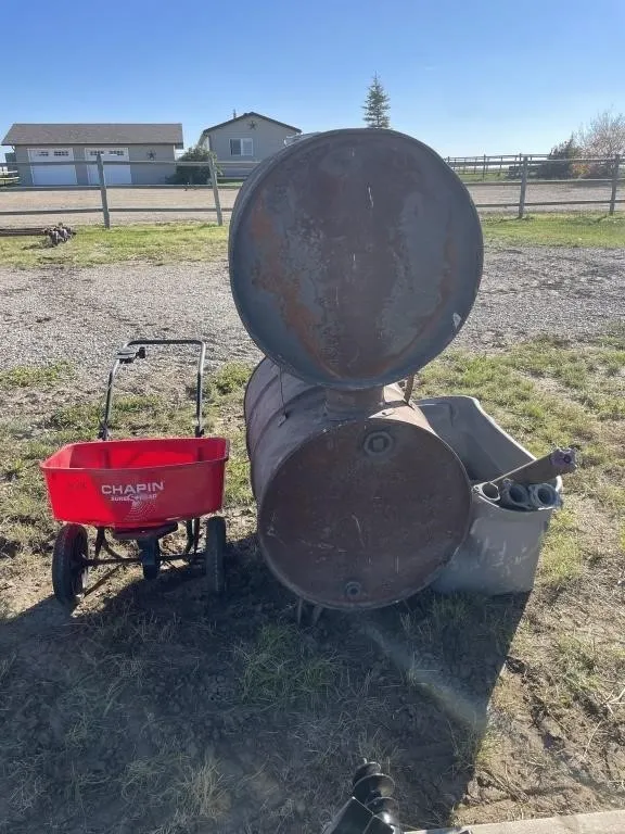 Bin W/ Several Garage Door Springs, Fert. Spreader