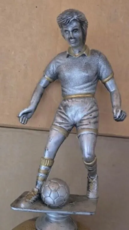 Soccer player antique silver and gold Trophy