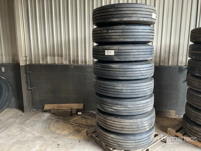 Quantity of (8) 11R24.5 Recapped Tires w/ Wheels
