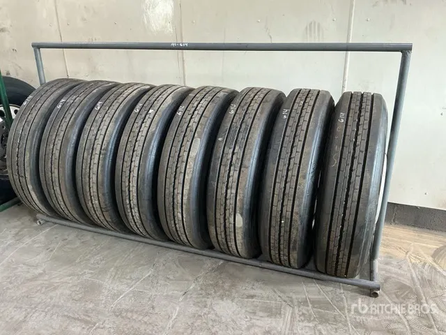 Quantity of (8) 285/75R24.5 Recapped Tires w/Aluminum Wheels