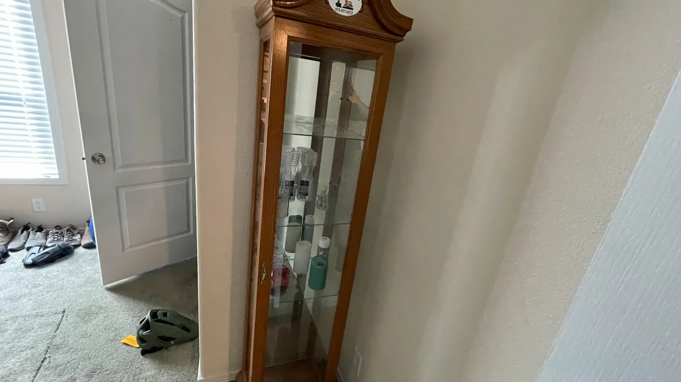 Wooden Display Cabinet with Contents