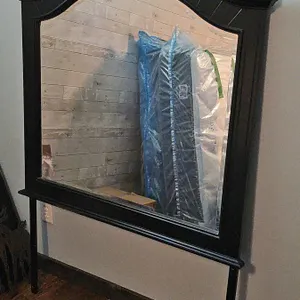 Large Wooden Framed Wall Mirror With Arched Top