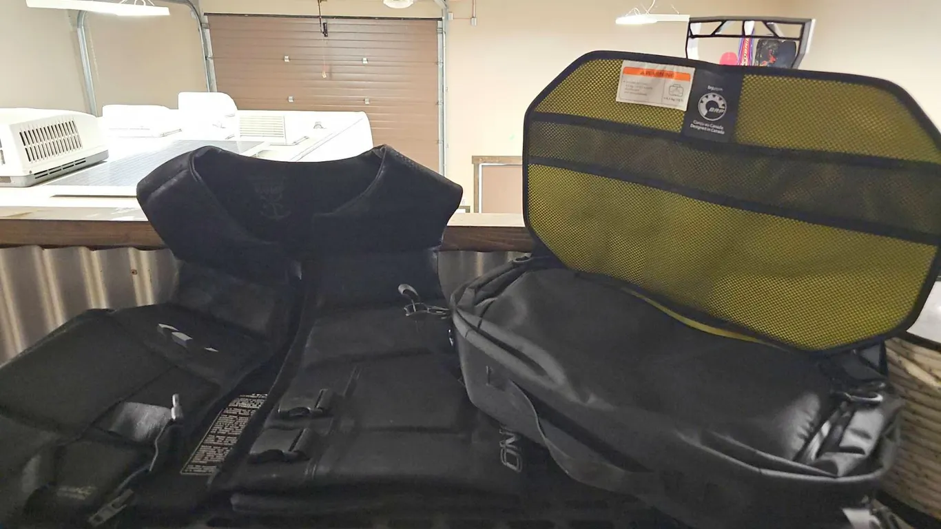 O'Neill Comp Life Vest and Ski-Doo LinQ SR 21 Avalanche Backpack with Shovel