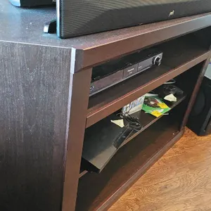 Dark Brown Wood TV Stand – Contents Not Included