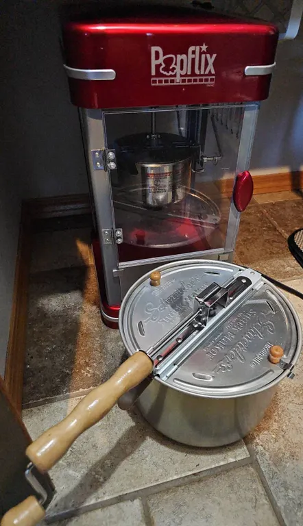 Popflix Popcorn Machine and Whirley Pop