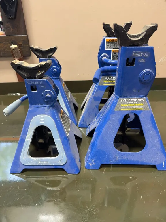 Four Blue Steel Jack Stands 3.5 Tonne Capacity Each