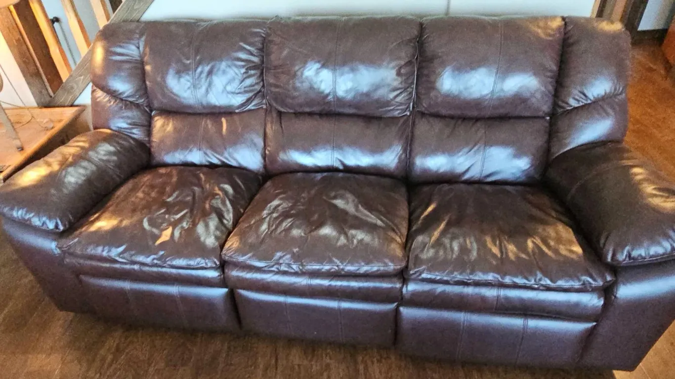Comfy Brown Leather Electric Reclining Sofa