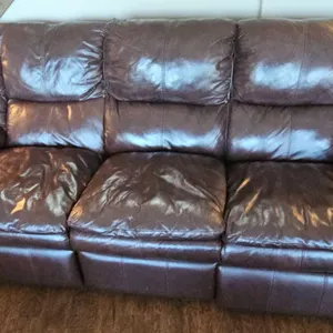 Comfy Brown Leather Electric Reclining Sofa
