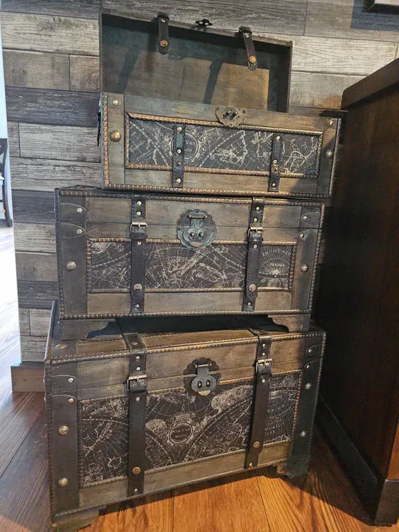 Three Decorative Wooden Storage Chests