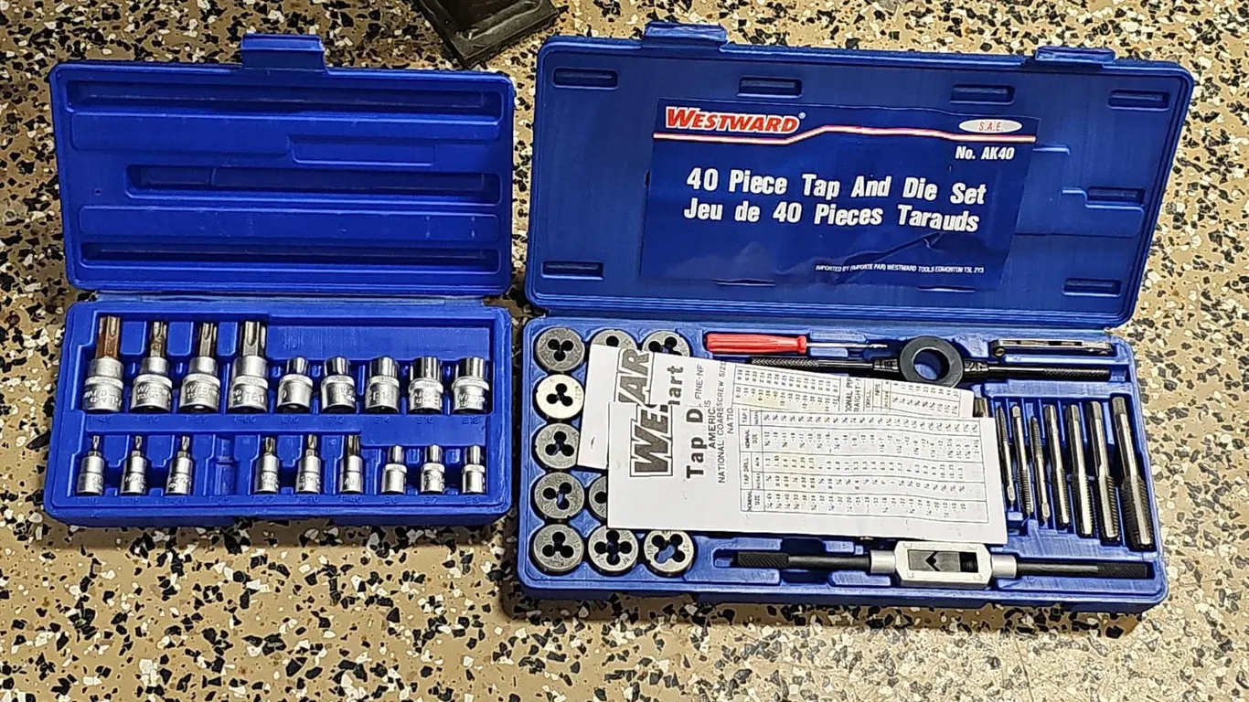 Westward 40 Piece Tap and Die Set With Socket Set in Blue Cases