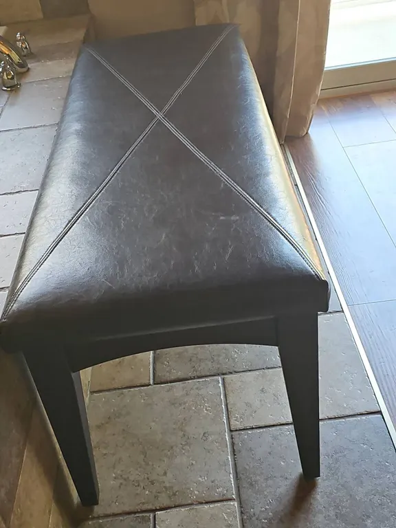 Modern Dark Brown Faux Leather Bench