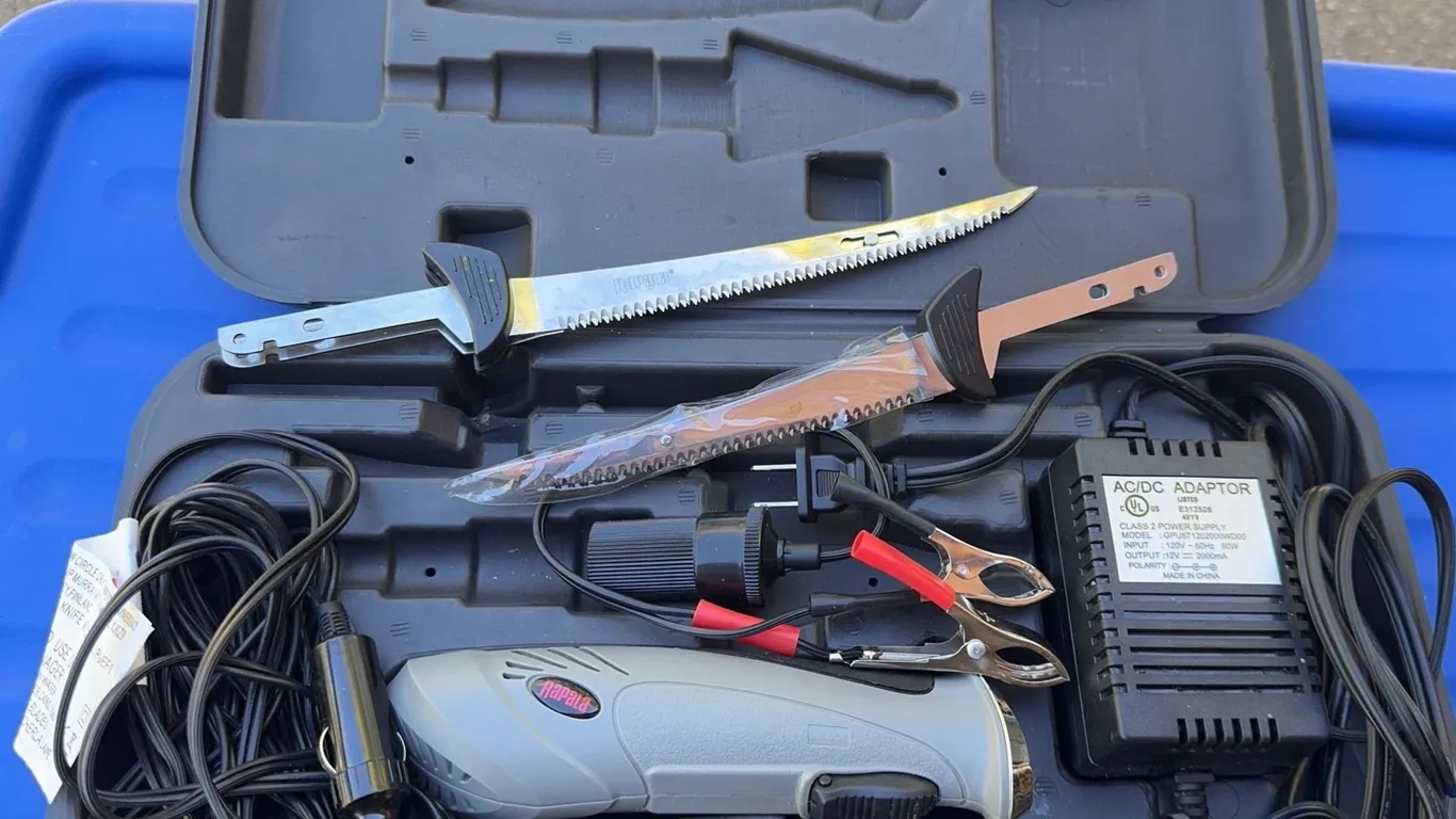 Rapala Electric Fillet Knife Set with Two Blades, Case and AC/DC Adapter