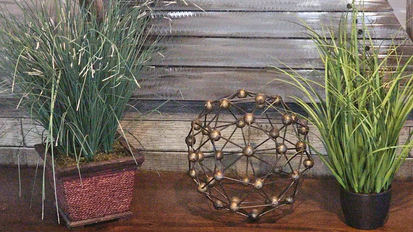 Decorative Faux Grasses with Metal Orb Table Decor Lot