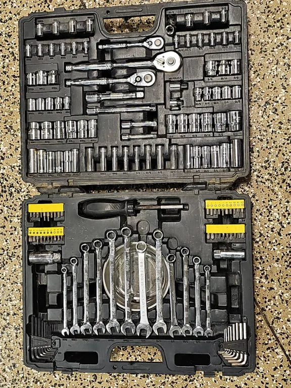 Socket and Wrench Set with Case, Multiple Sizes and Accessories Included