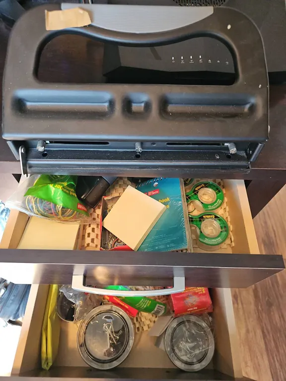Office Supplies Lot with Staplers, Scotch Tape, Rubber Bands, Notepads, Paper Clips
