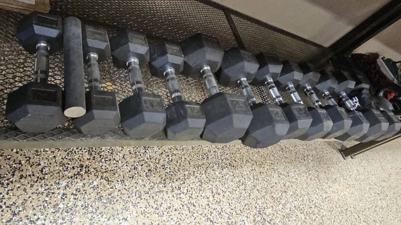 Hex Dumbbells and Kettlebells Assorted Weights 10-65 lb and 7-24 kg